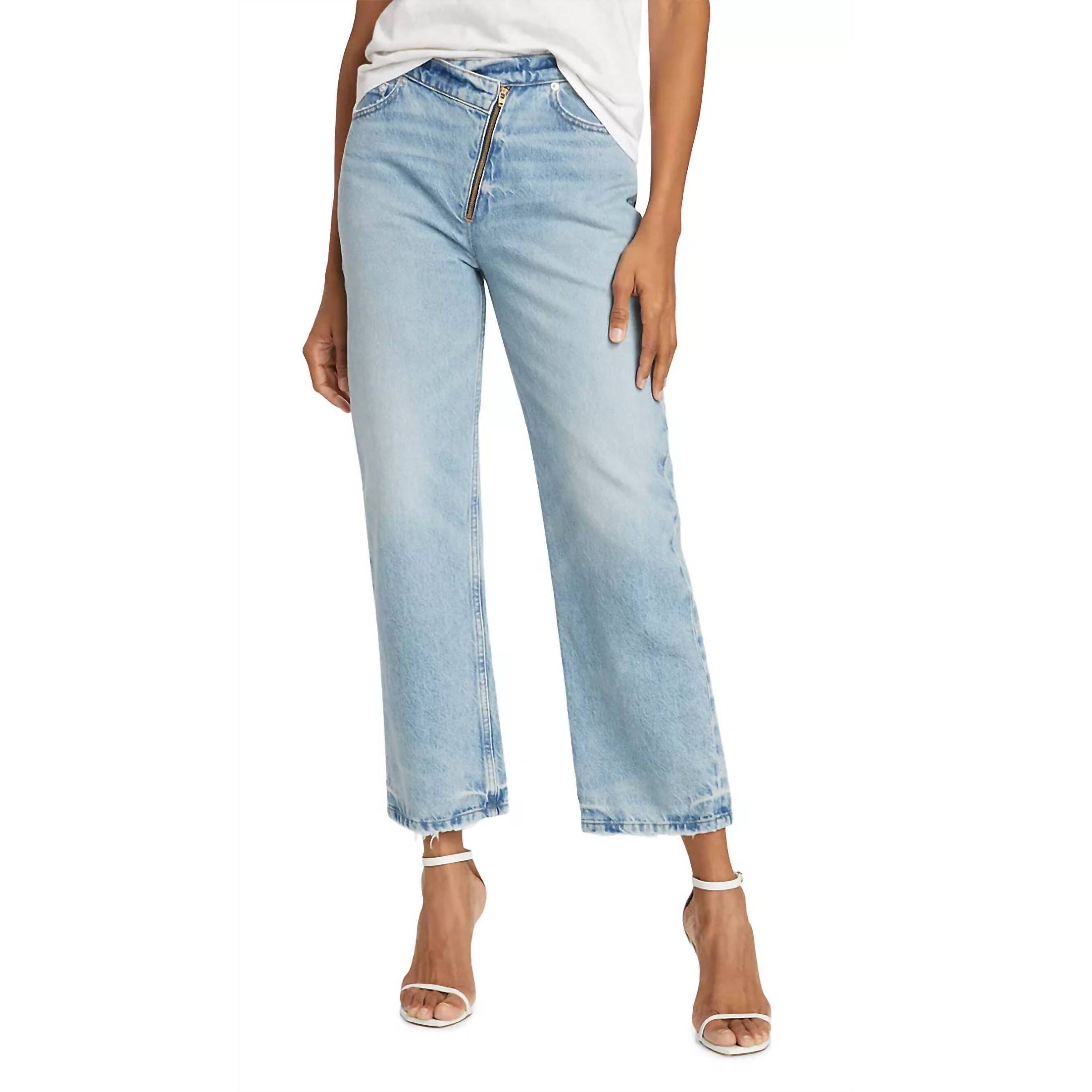 New Frame Le Jane Crop Angled Zipper Jean In Rhode Blue